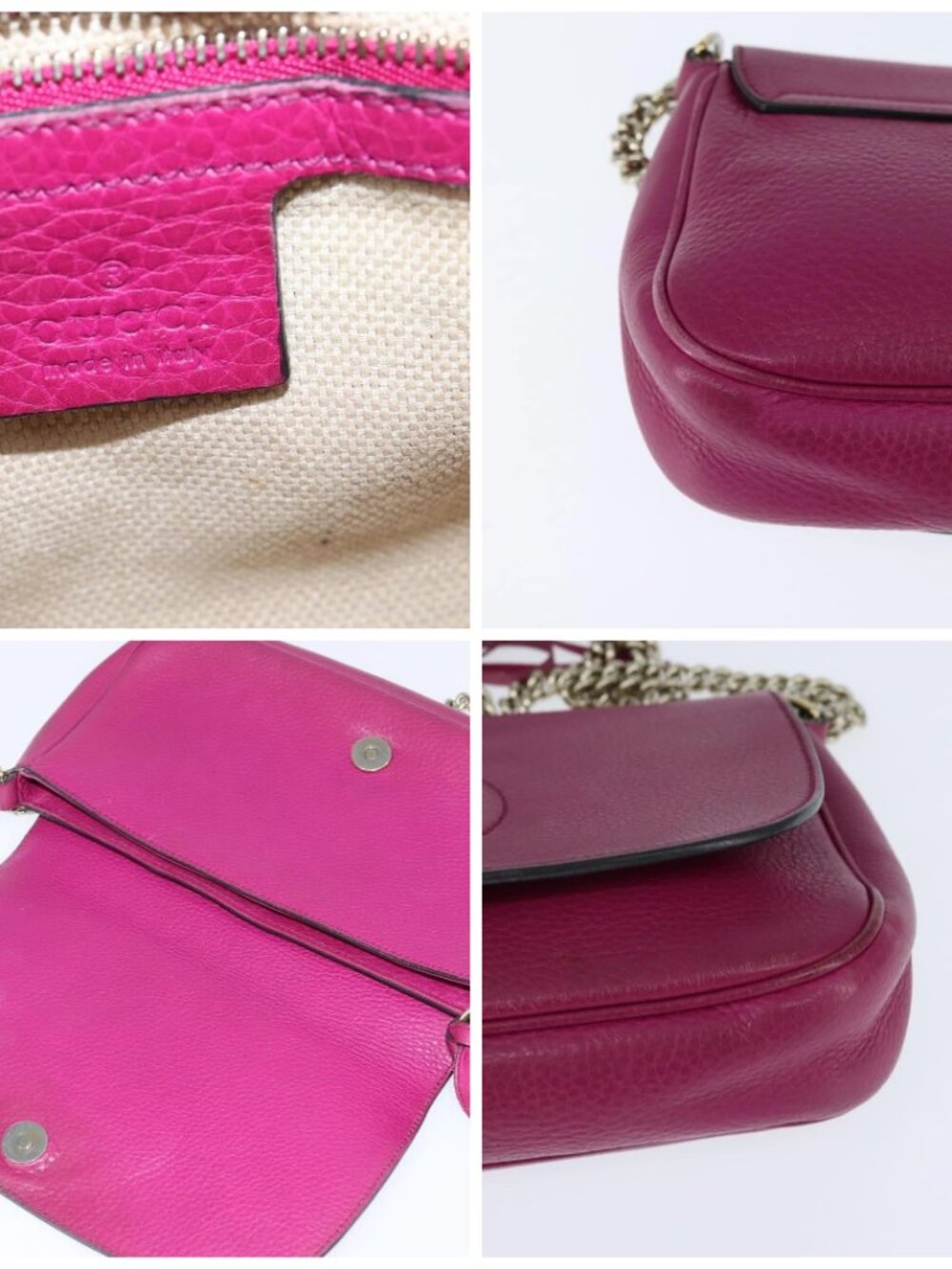 GUCCI Chain Soho Shoulder Bag Leather Pink Gold 336752 Auth - Picture 13 of 16